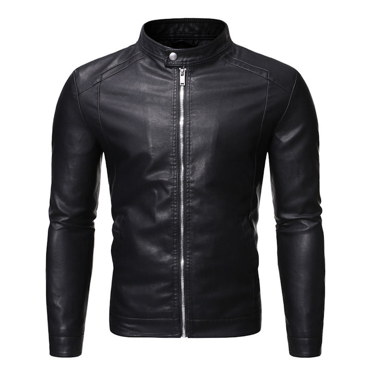 Herren Slim‑Fit Pilotblouson aus weichem Kunstleder mit Druckknopf‑Stehkragen Echo Archiv