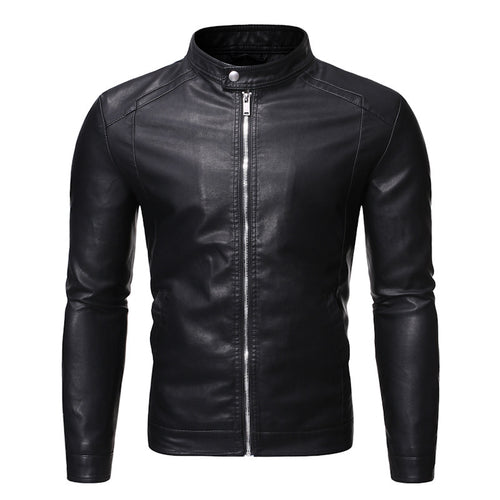 Herren Slim‑Fit Pilotblouson aus weichem Kunstleder mit Druckknopf‑Stehkragen Echo Archiv
