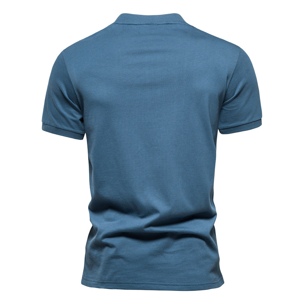 Herren Kurzarm Henley-T-Shirt mit modernem Reißverschluss und hochwertiger Baumwollmischung Echoarchiv