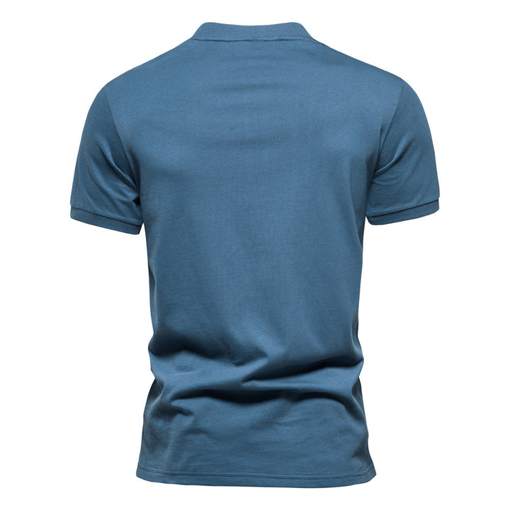 Herren Kurzarm Henley-T-Shirt mit modernem Reißverschluss und hochwertiger Baumwollmischung Echoarchiv