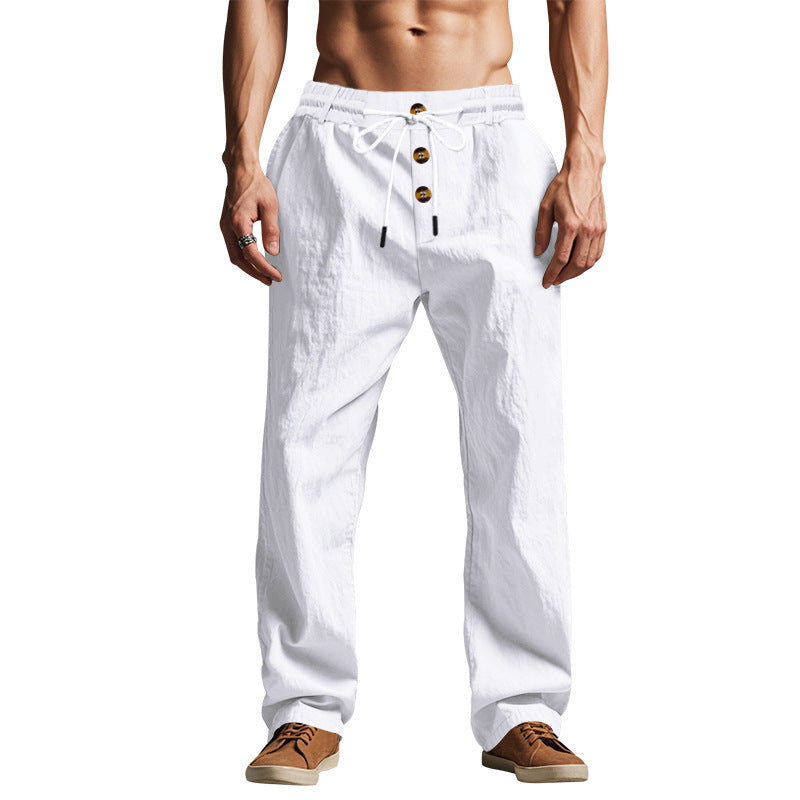 Herren luftige Freizeithose mit verstellbarem Bund und eleganter Knopfleiste Echoarchiv