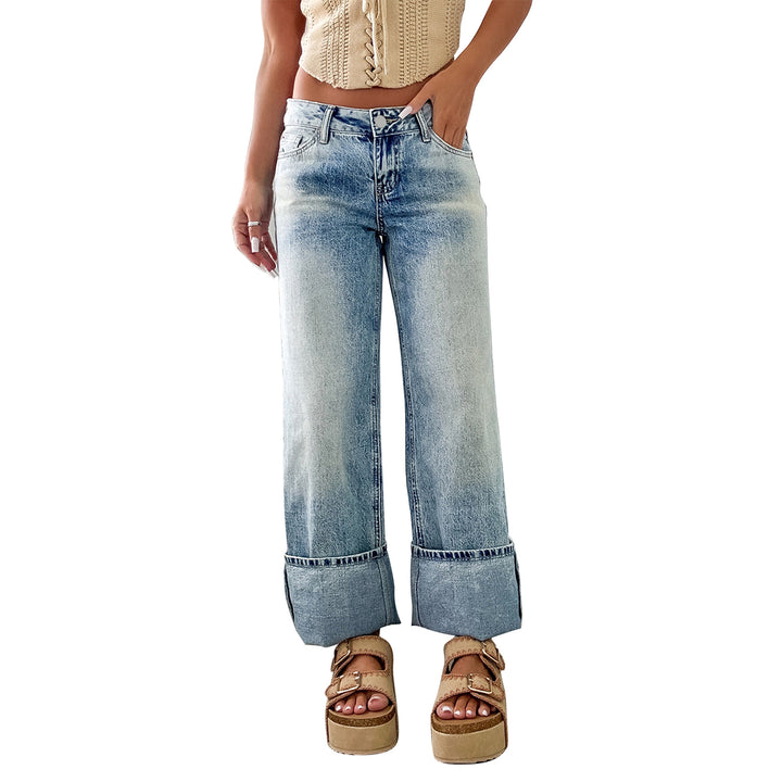 Damen Weite High-Waist Jeans mit breitem Umschlag Echo Archiv
