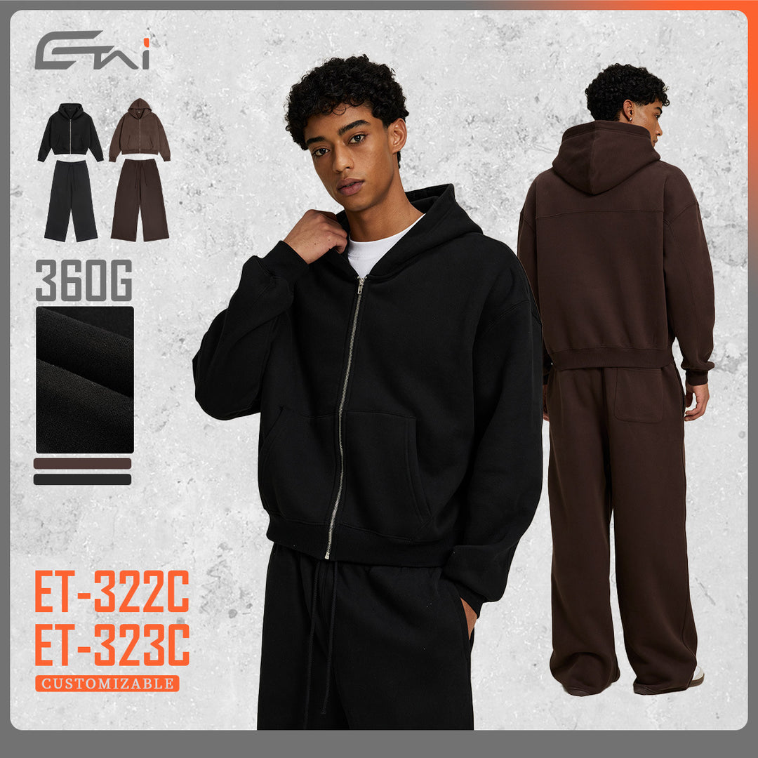 Damen Zweiteiliges Lounge-Set mit Cropped Kapuzen-Zipjacke und weiter hochgeschnittener Sweathose Echo Archiv