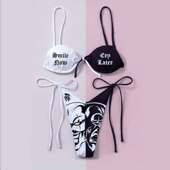 Damen Bandeau Bikini-Set mit auffälligem Grafikdruck Echo Archiv