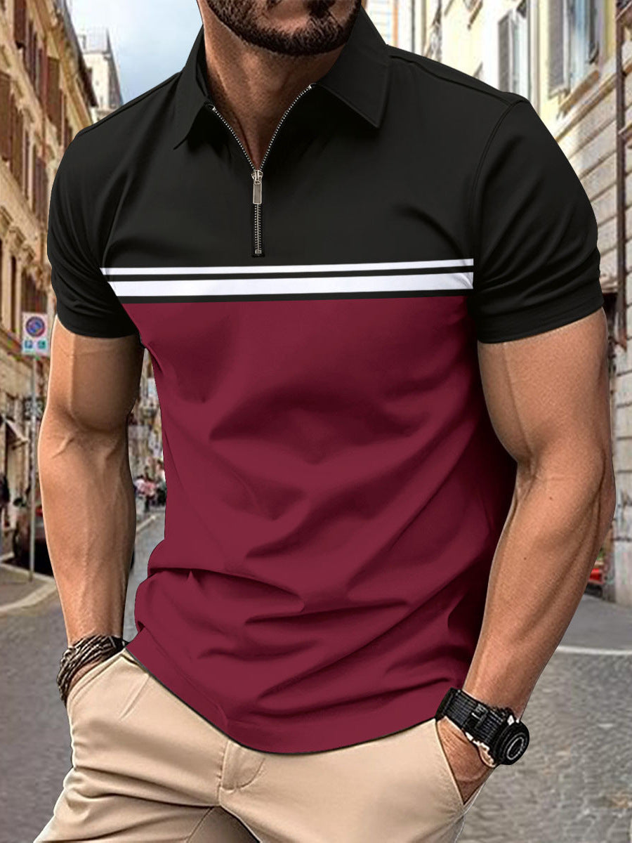 Herren Polo Shirt mit modernem Stehkragen und sportlichem Reißverschluss Echoarchiv