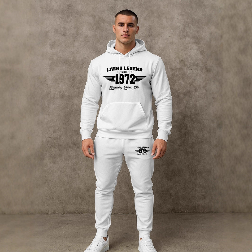 Herren Hoodie und Jogginghose Set mit modernem Druck Echoarchiv