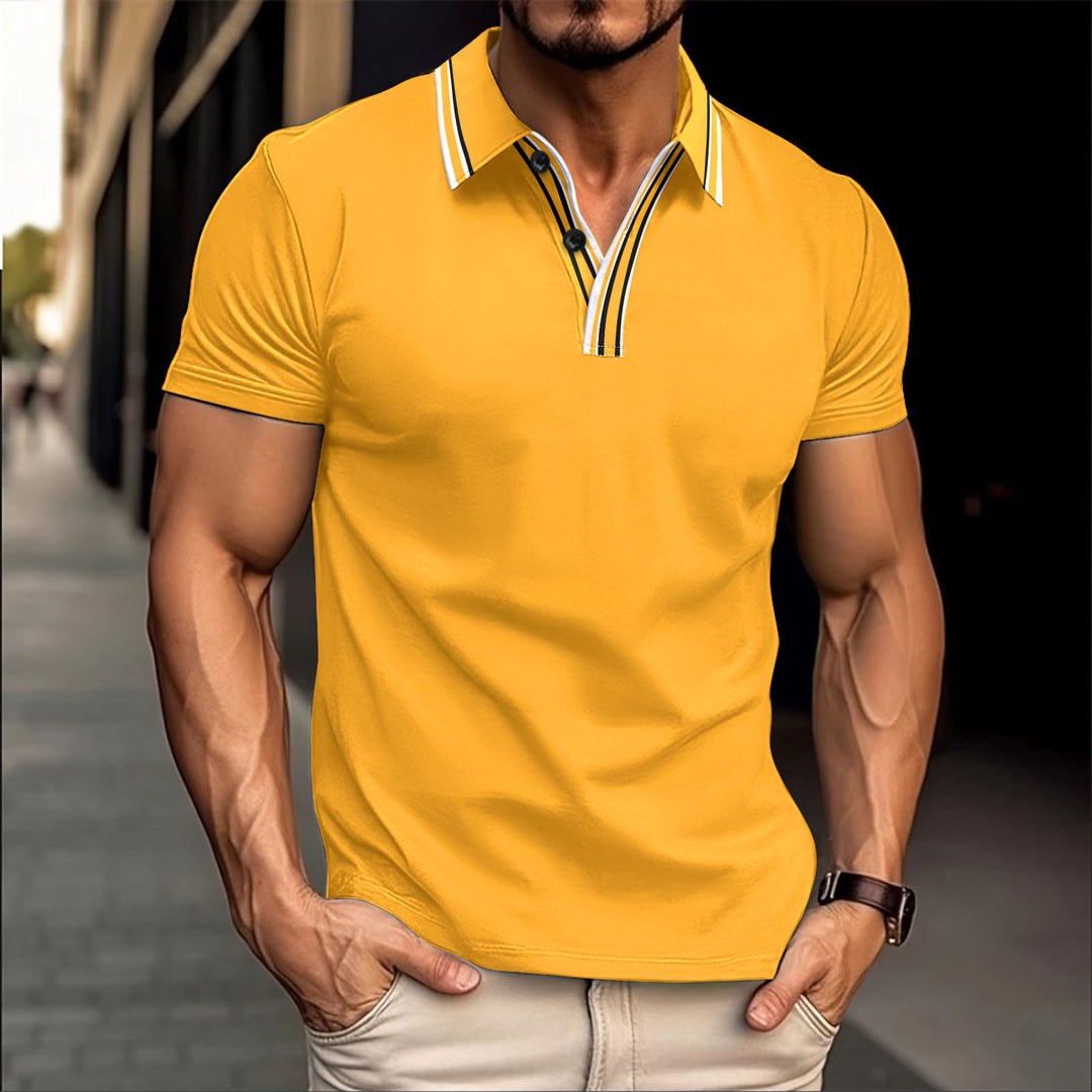Herren modisches Kurzarmpoloshirt mit raffiniertem Knopfdetails Echoarchiv