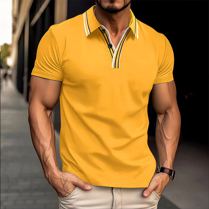 Herren modisches Kurzarmpoloshirt mit raffiniertem Knopfdetails Echoarchiv