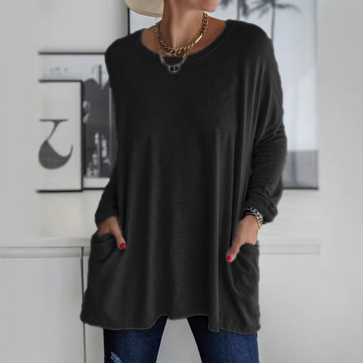 Damen Oversize Tunika mit Seitentaschen und Rundhalsausschnitt – Avérine