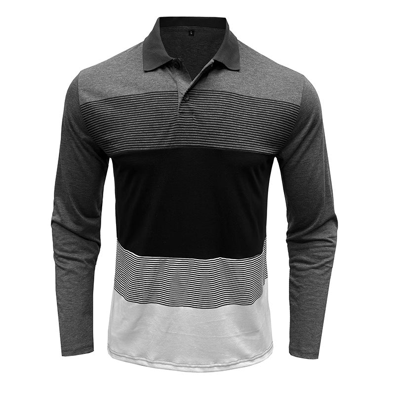 Herren Langarm Poloshirt mit modernem Streifenmuster und komfortablem Schnitt Echoarchiv