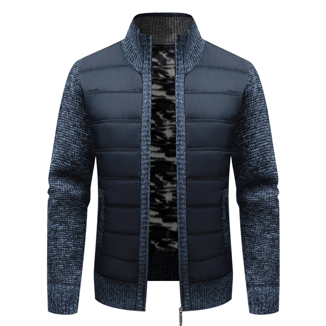 Herren Steppjacke mit hohem Kragen und eleganter Strickästhetik – Taviero