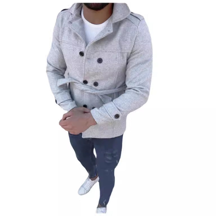 Herren modischer Trenchcoat mit doppelter Knopfreihe und taillierbarem Gürtel Echoarchiv
