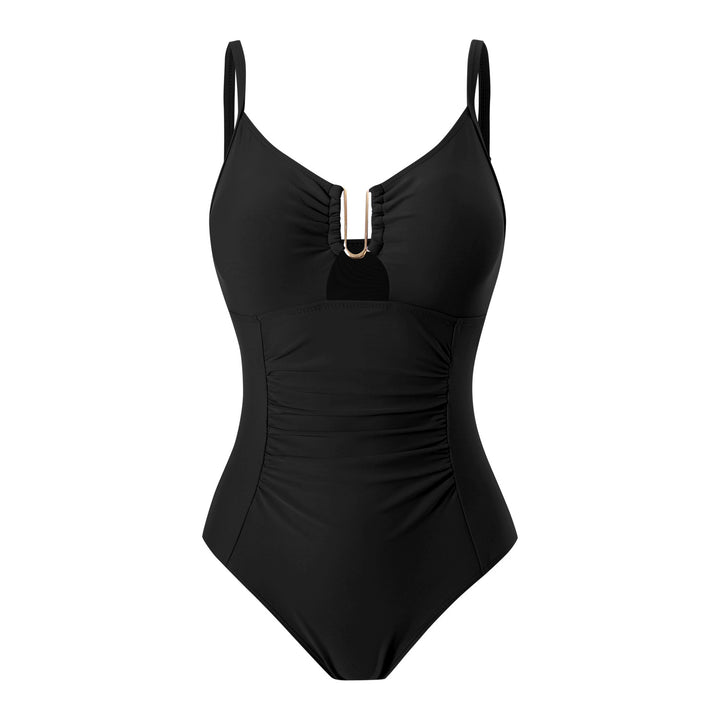 Damen Einteiliger Badeanzug mit Raffung und elegantem Reißverschluss Echo Archiv