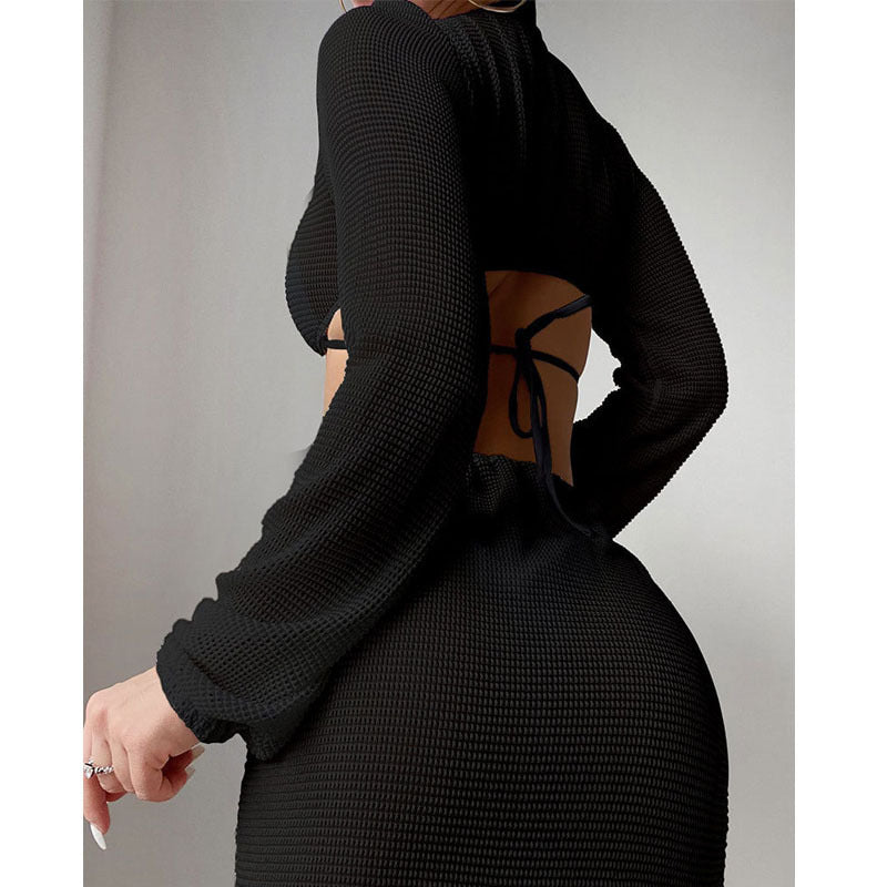 Damen Cut-Out Strandkleid mit langen Ärmeln Echo Archiv