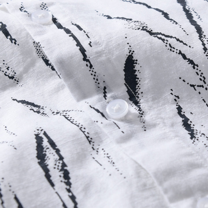 Herren Leichtes Leinen-Baumwoll-Hemd mit abstraktem Pinselprint und Relaxed-Fit Echoarchiv