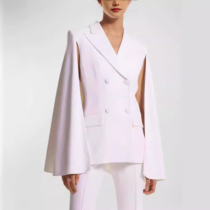 Damen Doppelreihiger Blazer mit Cape-Ärmeln und taillierter Silhouette Echoarchiv