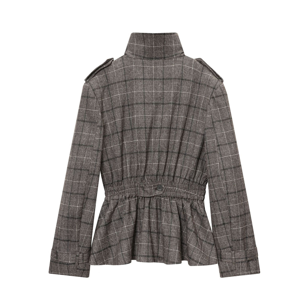 Damen nan Glencheck-Hose mit hoher Taille, weitem Bein, Bügelfalte und verdeckter Frontleiste Echo Archiv