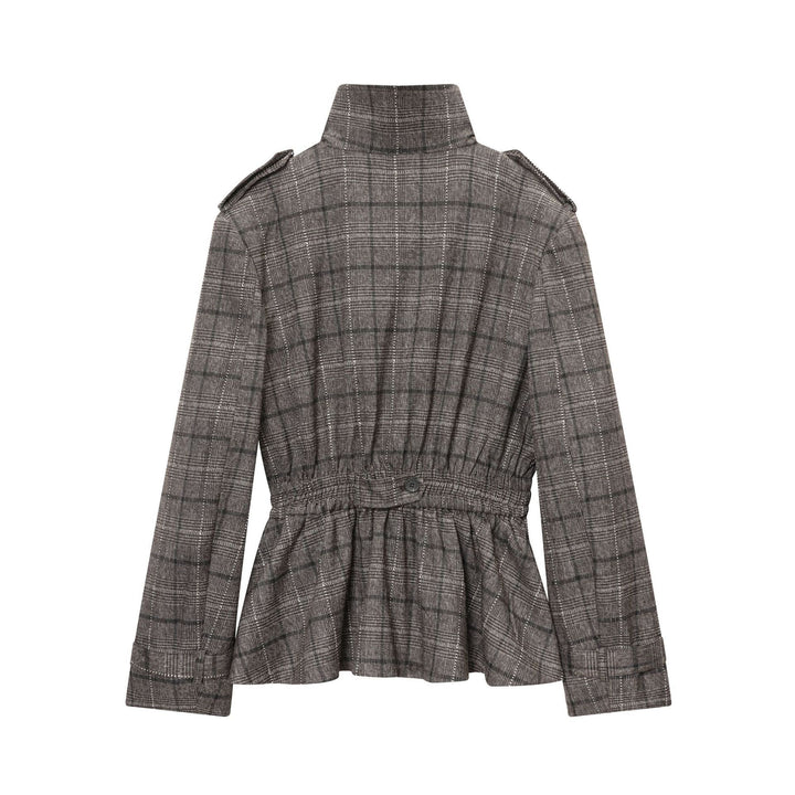 Damen nan Glencheck-Hose mit hoher Taille, weitem Bein, Bügelfalte und verdeckter Frontleiste Echo Archiv
