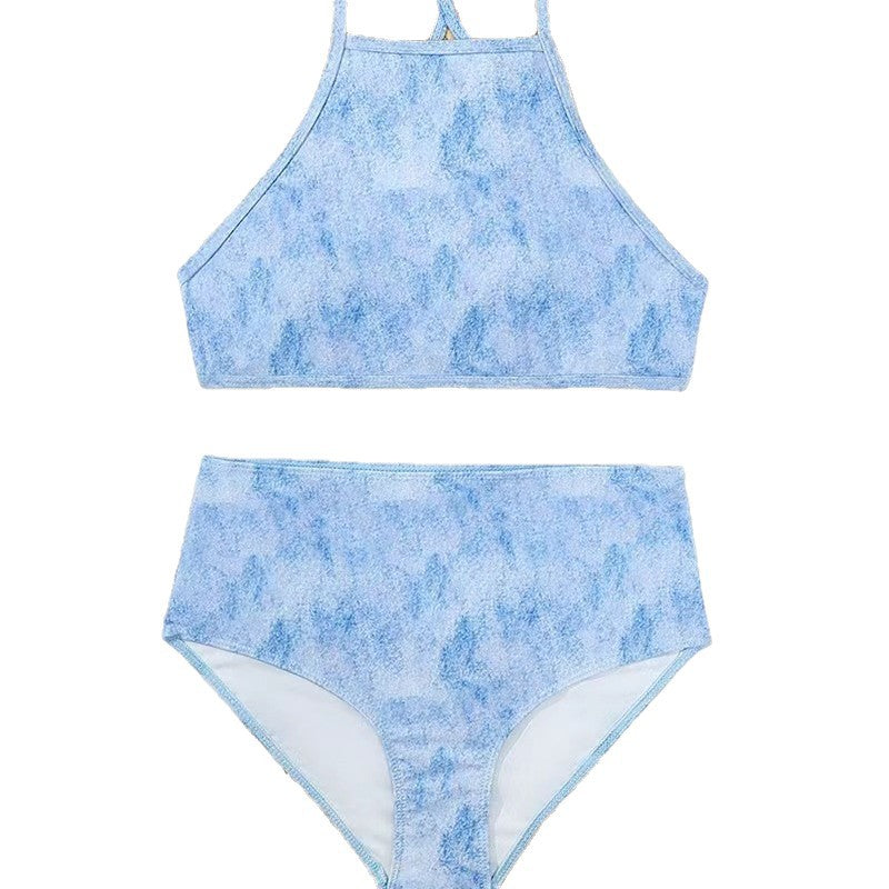 Damen Hochgeschlossener Bikini mit kreativer Tierfleckenmusterung Echo Archiv