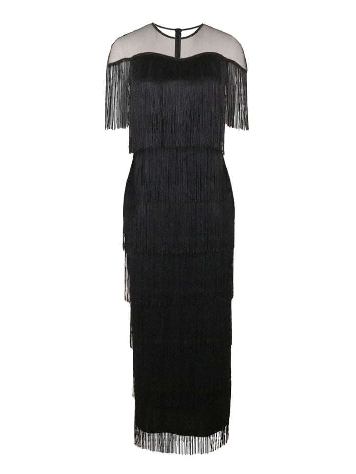 Damen Maxikleid mit Fransen Echo Archiv