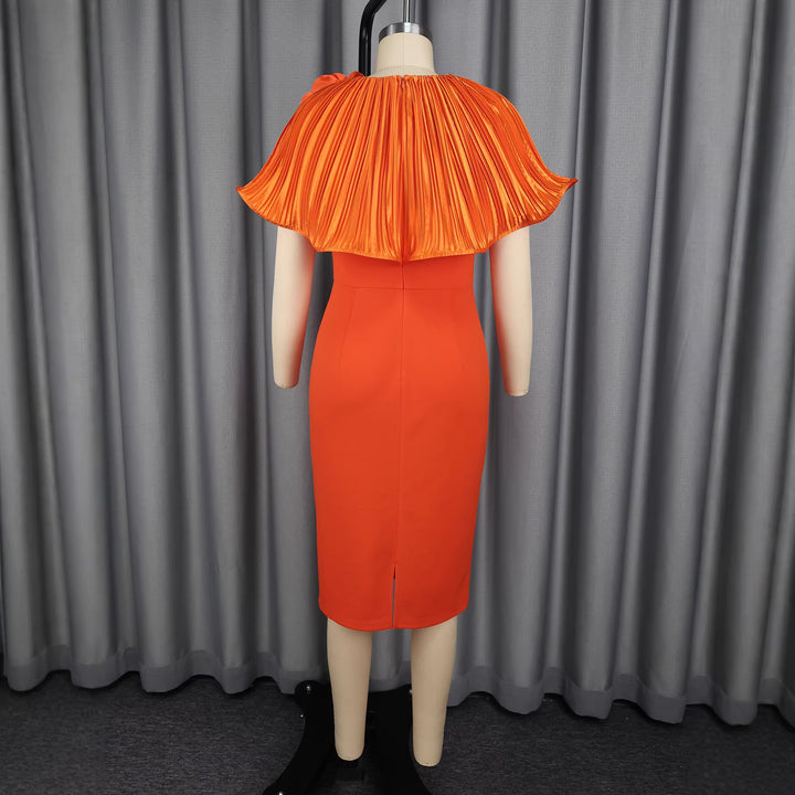 Damen figurbetontes Kleid mit voluminösem Kragen und floraler Applikation Echo Archiv