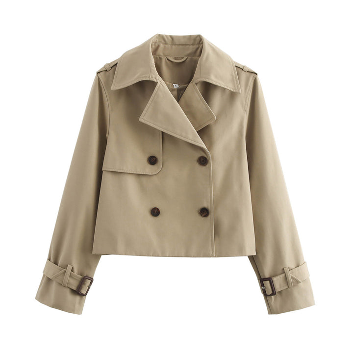 Damen Cropped-Trenchjacke im Boxy‑Schnitt mit Doppelreiher und Manschettenriemen Echo Archiv
