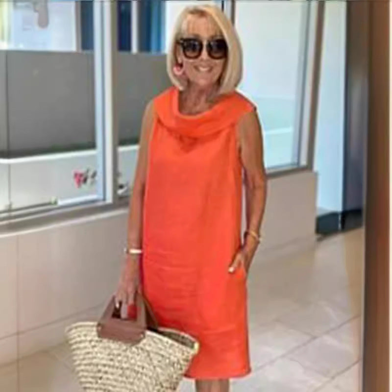 Damen Sommerliches Leinenkleid mit modernem Kragen Echoarchiv