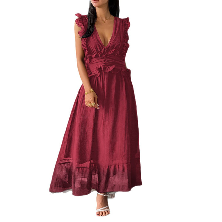 Damen Elegantes Wickelkleid mit Rüschendetails und taillierter Silhouette Echo Archiv