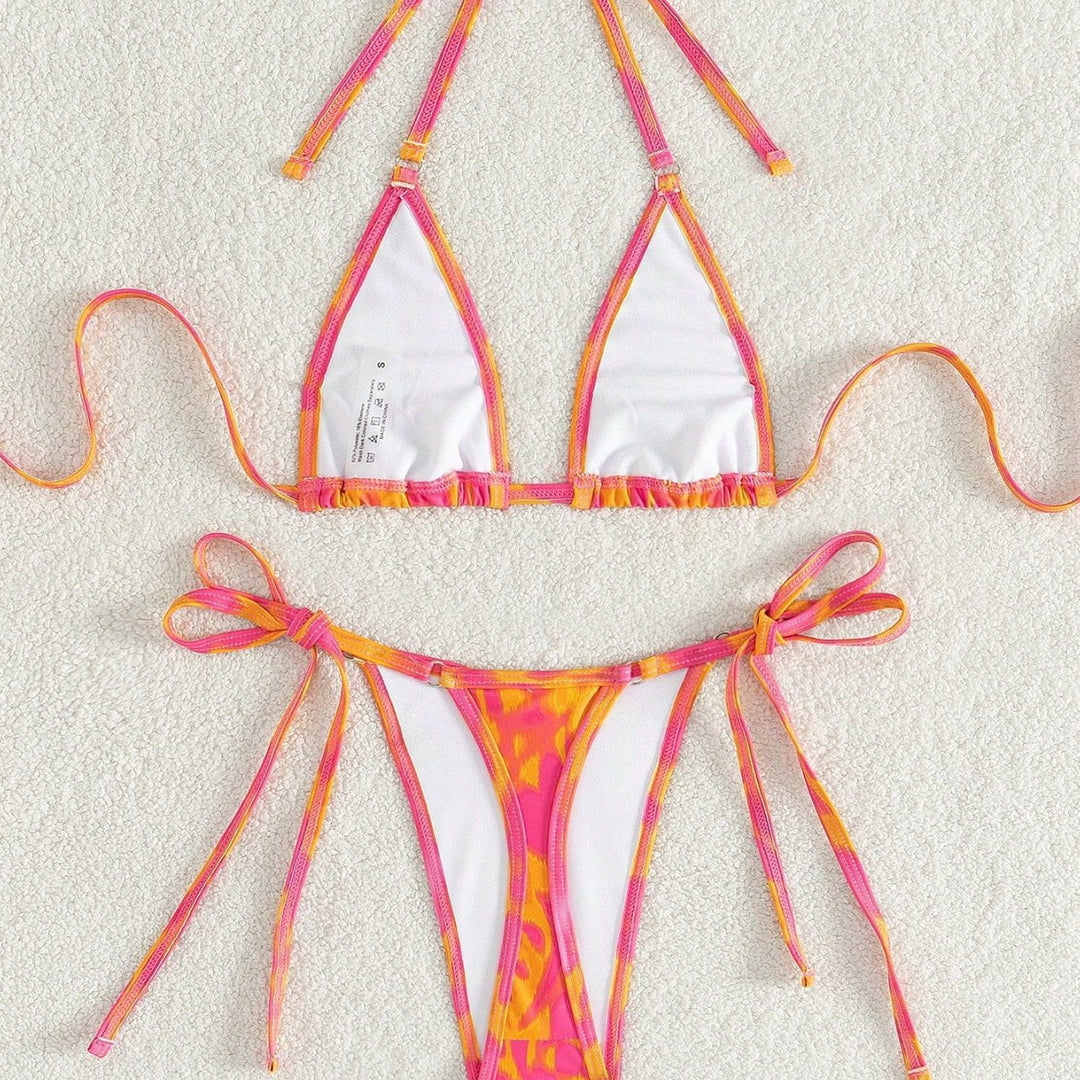 Damen Triangel-Bikini mit verstellbaren Bindebändern und auffälligem Farbmuster Echo Archiv