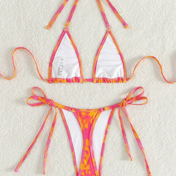 Damen Triangel-Bikini mit verstellbaren Bindebändern und auffälligem Farbmuster Echo Archiv
