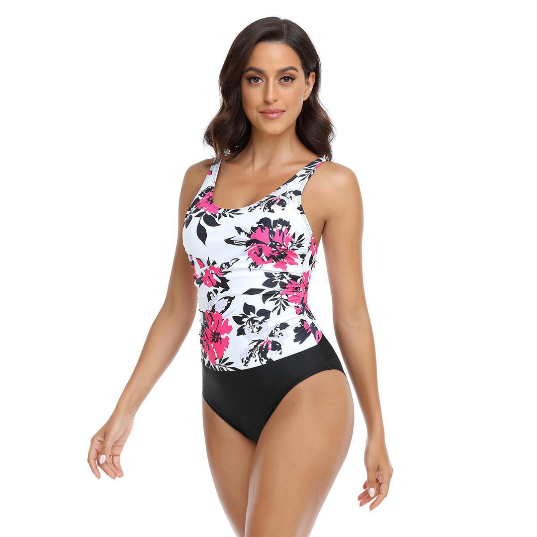 Damen Einteiler Badeanzug mit floralem Design und hohem Bauchweg Echo Archiv