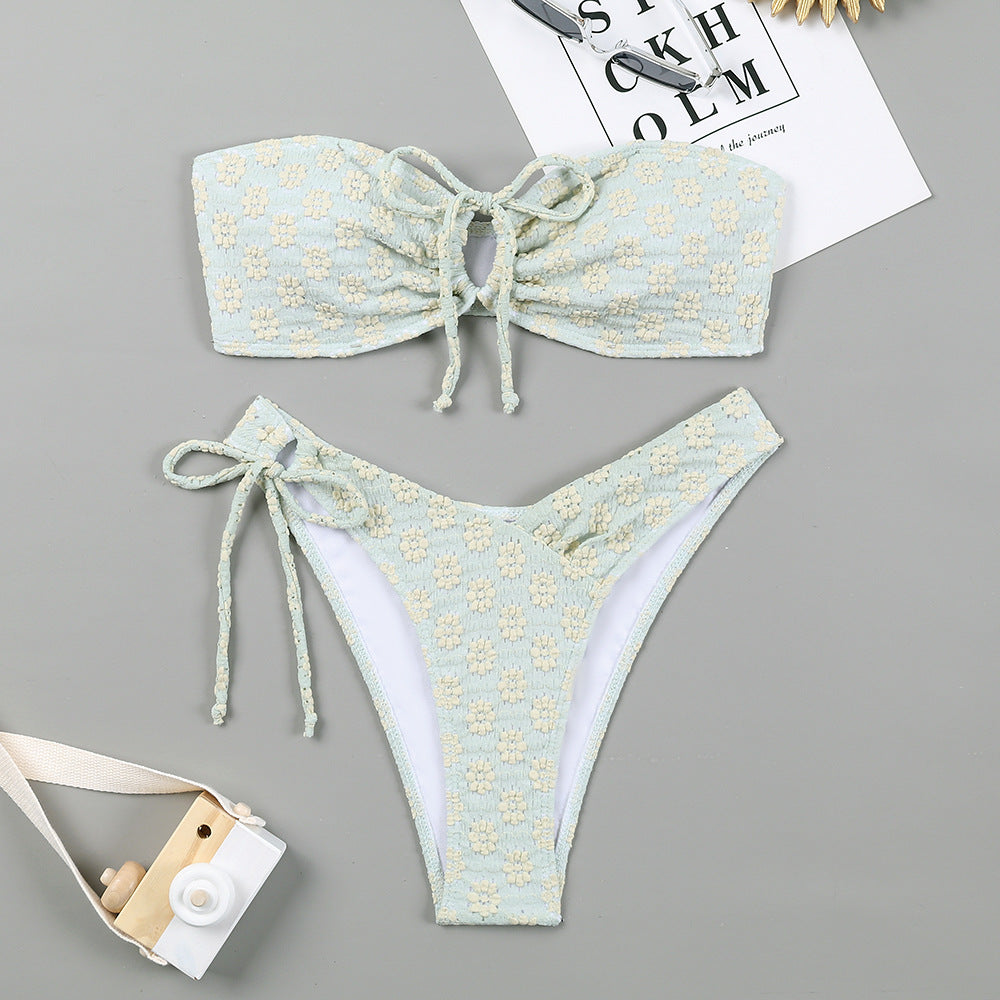 Damen Bandeau-Bikini-Set mit verstellbaren Schnürungen Echo Archiv