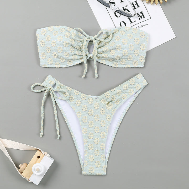 Damen Bandeau-Bikini-Set mit verstellbaren Schnürungen Echo Archiv
