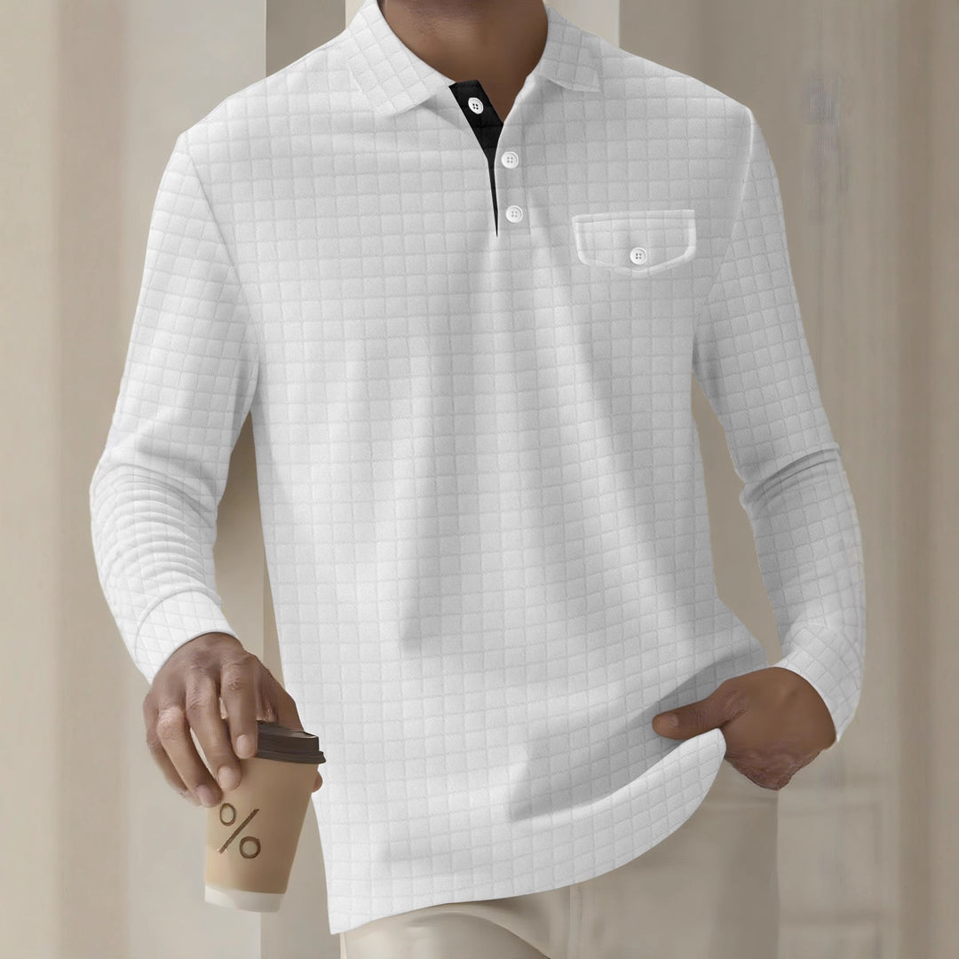 Herren Langarm Poloshirt mit strukturiertem Design Echoarchiv