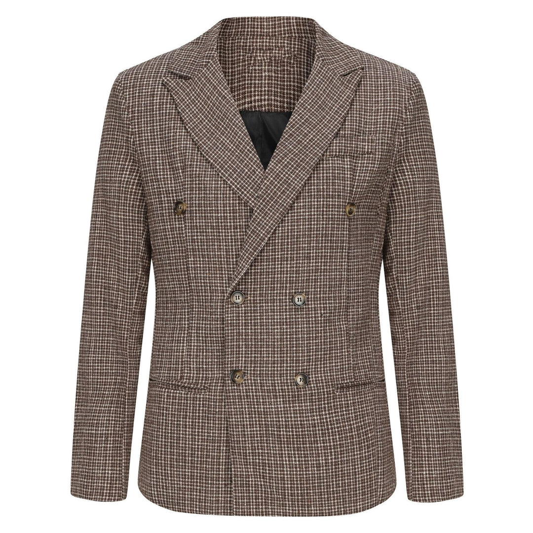 Herren nan zweireihiger strukturierter Wollmix-Blazer mit Peak-Revers und tailliertem Schnitt Echo Archiv