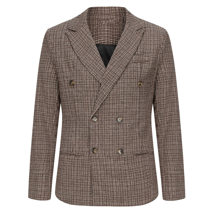 Herren nan zweireihiger strukturierter Wollmix-Blazer mit Peak-Revers und tailliertem Schnitt Echo Archiv