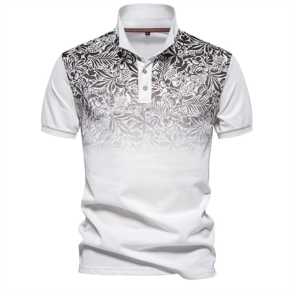 Herren Kurzarm Poloshirt mit floralen Mustern und modernen Designelementen Echoarchiv