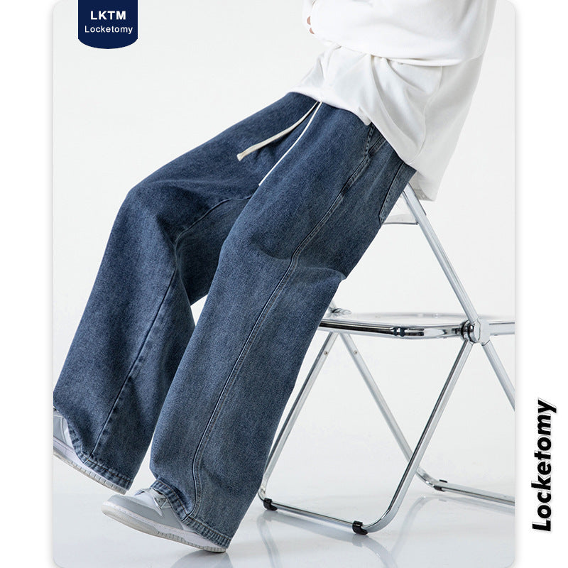 Herren Weitbeinige Denim-Baggyhose mit Tunnelzugbund und geradem Saum Echo Archiv