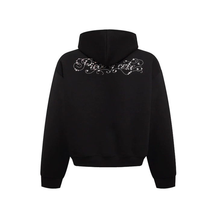 Damen Kapuzenpullover mit Schmuckstein‑Besatz und Kängurutasche Echoarchiv