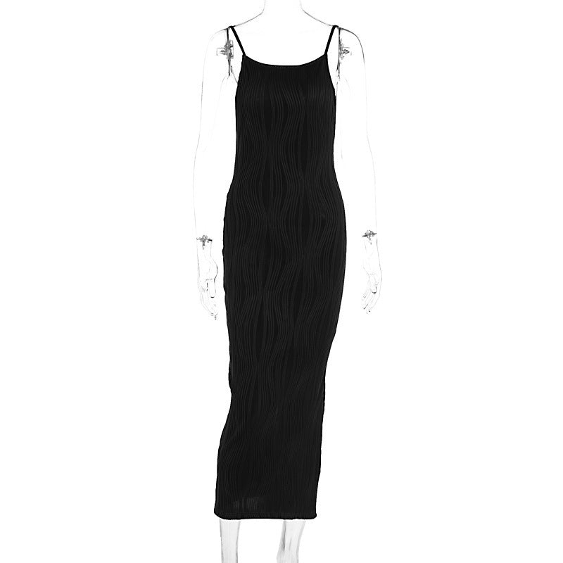 Damen Maxikleid im eleganten Wellenmuster mit Spaghettiträgern Echo Archiv