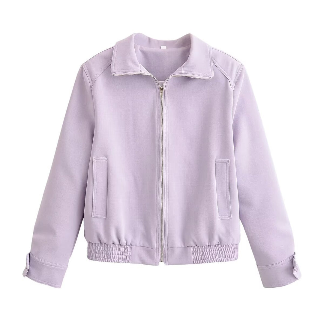 Damen Zweiteiliges Neopren‑Optik Freizeitset mit Cropped‑Blouson und High‑Waist‑Hose Echo Archiv