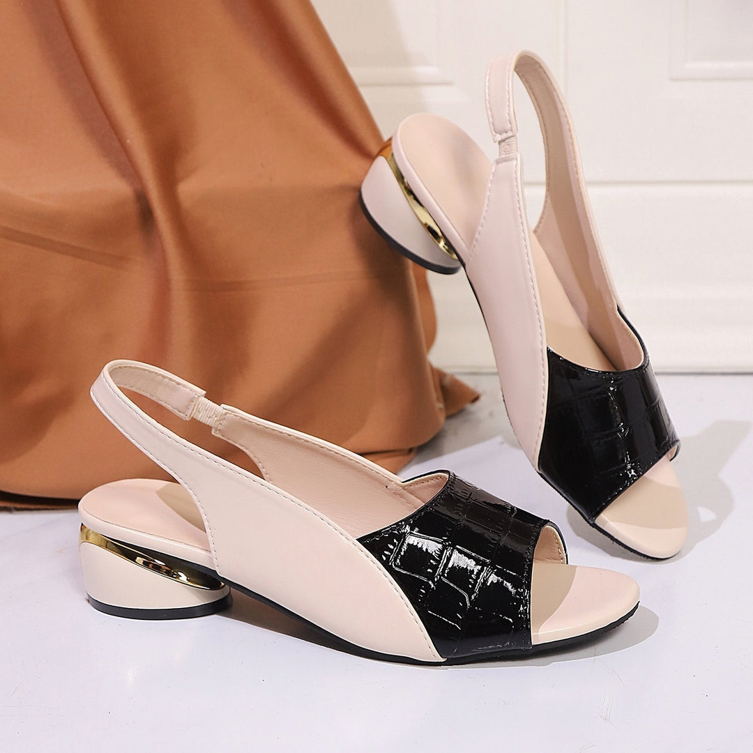Damen Slingback-Sandalette mit Kroko-Prägung und niedrigem Blockabsatz – Sorelia