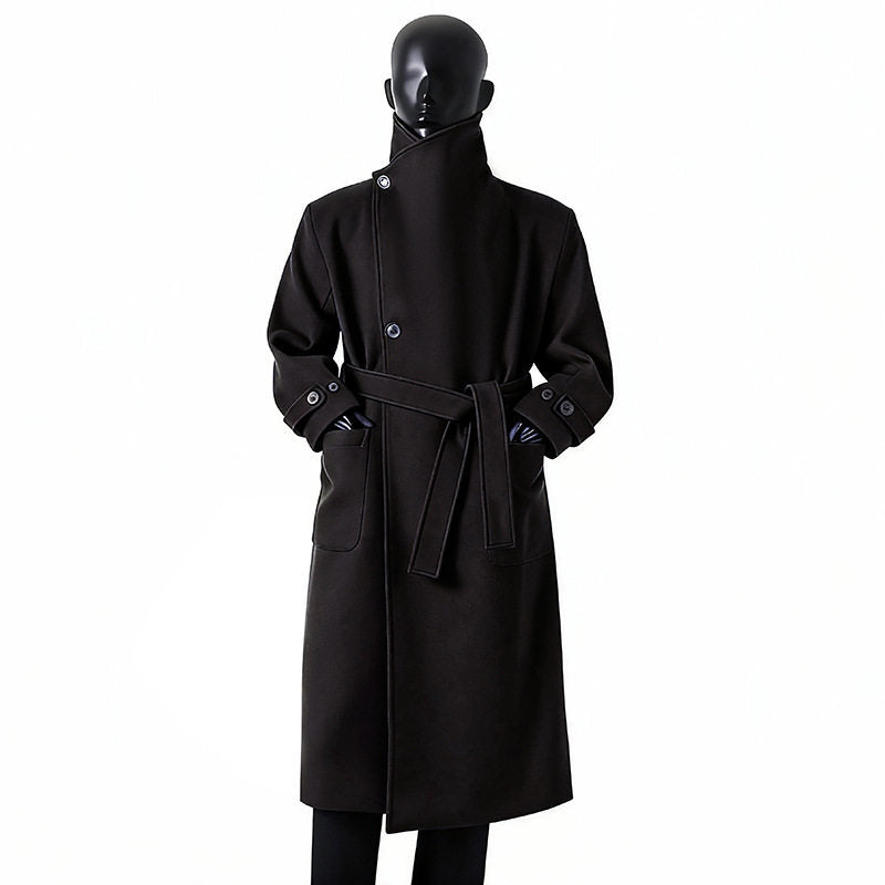 Herren Eleganter Langmantel aus Wollmix mit großzügigem Schalkragen und Krempelmanschetten Echoarchiv