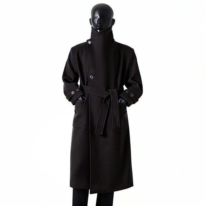 Herren Eleganter Langmantel aus Wollmix mit großzügigem Schalkragen und Krempelmanschetten Echoarchiv