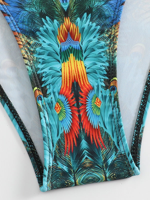 Damen Triangel-Bikini mit extravagantem Federdesign und funkelnden Akzenten Echo Archiv