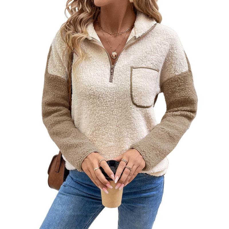Damen Fleece Pullover mit Stehkragen und Brusttasche Echo Archiv