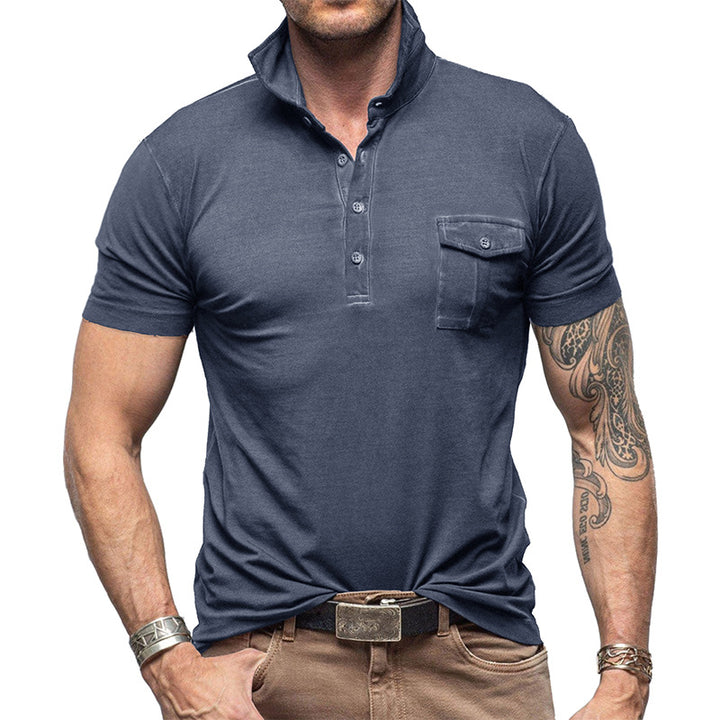 Herren Poloshirt mit modischem Stehkragen und praktischer Brusttasche Echoarchiv