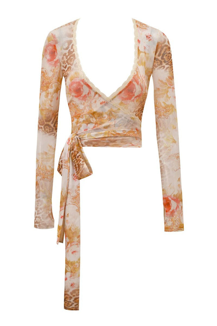 Damen Flared Pants mit floralem und animalischem Muster Echo Archiv
