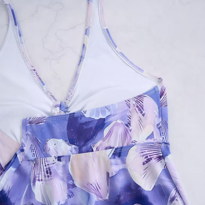 Damen Tankini-Set mit romantischem floralen Design und verstellbarem Oberteil Echo Archiv