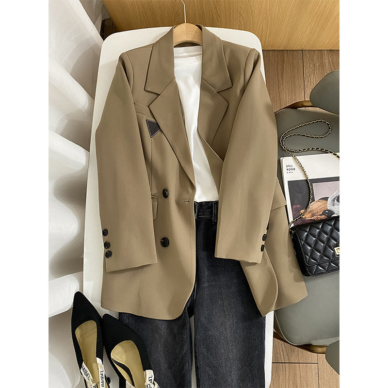 Damen Modischer Doppelreiher Blazer mit Taillengürtel Echoarchiv